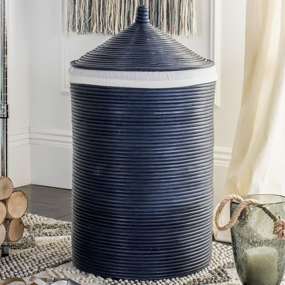 Safavieh Wellington Storage Hamper with Liner in Navy, , large