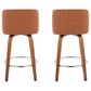 LumiSource Toriano Swivel Counter Stool with Camel Faux Leather Upholstery in Walnut and Chrome (Set of 2), , large