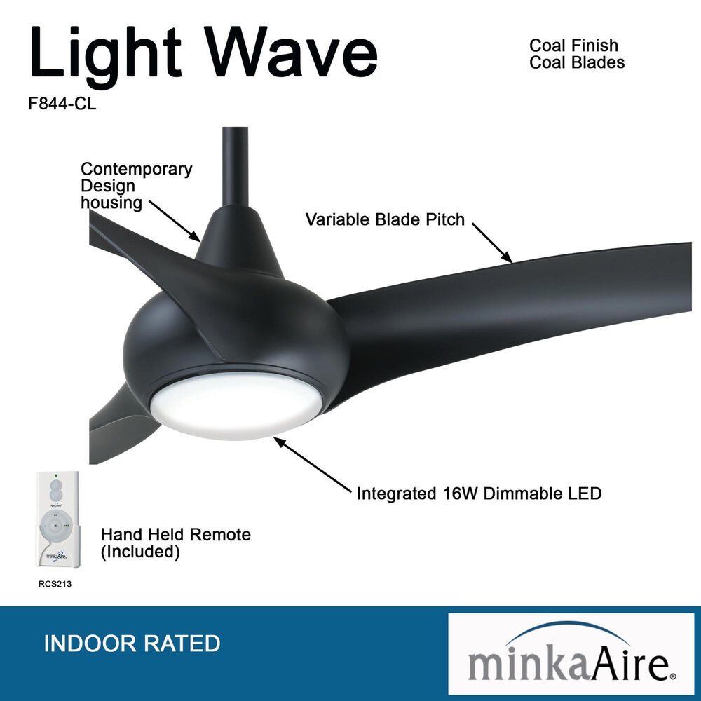 Minka-Aire Light Wave 52" Ceiling Fan with LED Light in Coal, , large