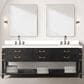 Lexora Home Norwalk 84" Double Bathroom Vanity in Black Oak with White Cultured Marble Top  and Rectangle Sink, , large