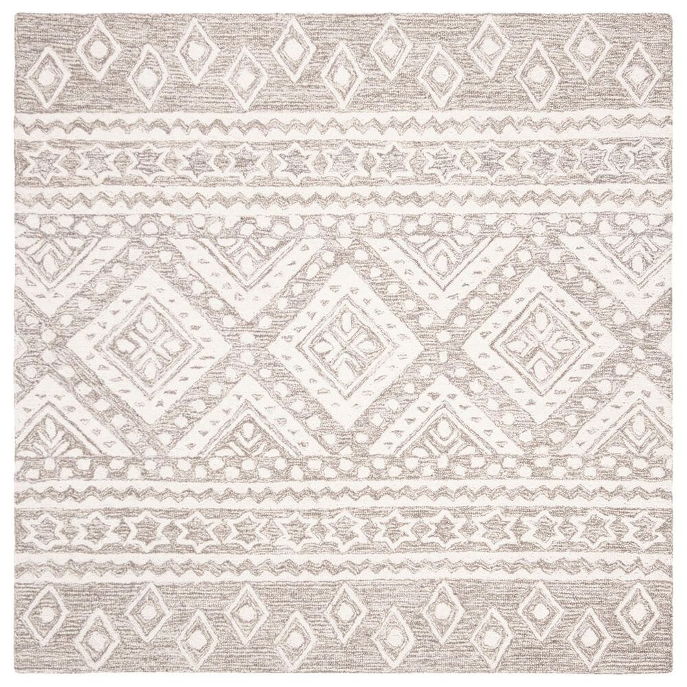 Safavieh Micro-Loop 3" Square Dark Gray and Ivory Area Rug, , large