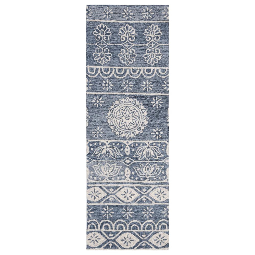 Safavieh Micro-Loop MLP607M 2"3" x 7" Blue and Ivory Runner, , large