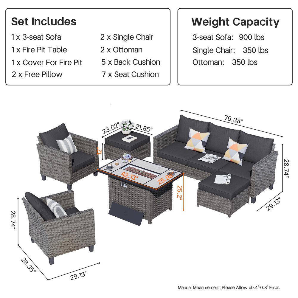 HOMLUX 6-Piece Outdoor Furniture Set in Dark Gray, , large