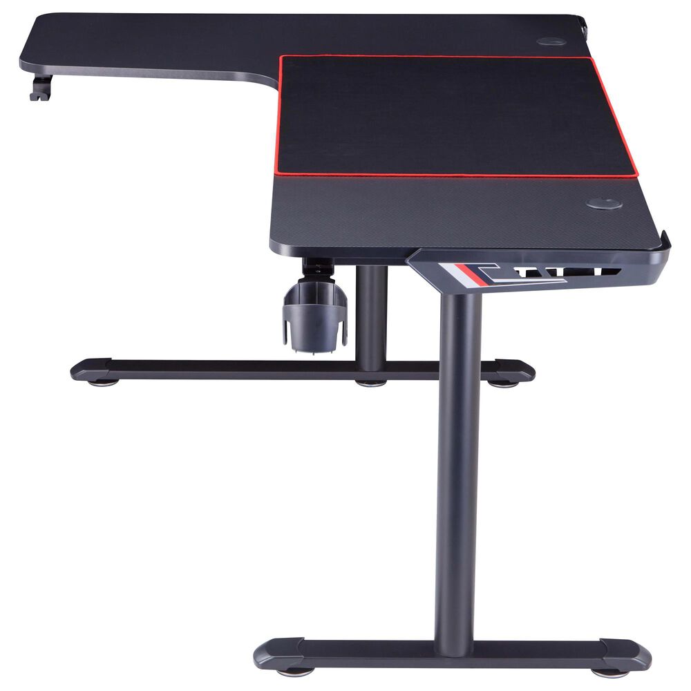 Furniture of America Whitfield Gaming Desk with USB in Black, , large