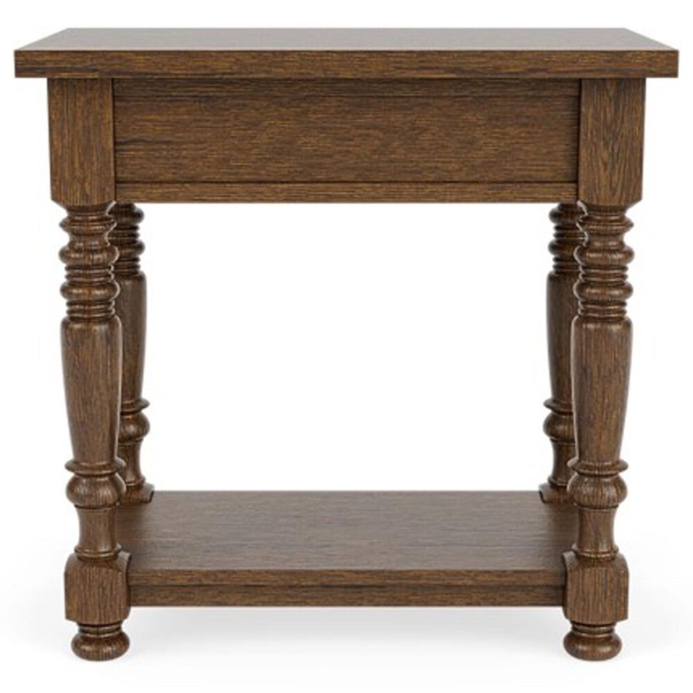 Riverside Furniture Eastlake 1-Drawer Rectangular Side Table in Whiskey Oak, , large