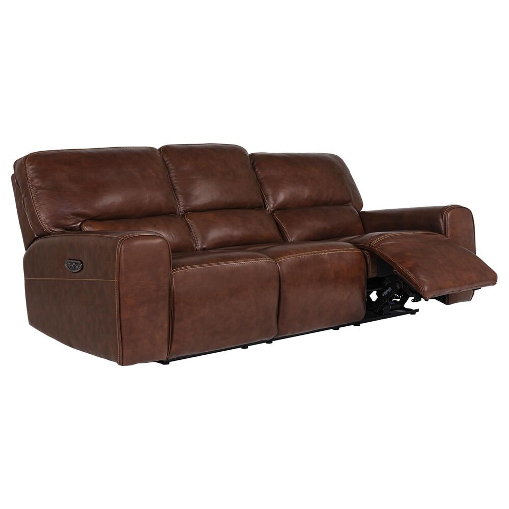 Italiano Furniture Leather Power Recliner Sofa with Power Headrest in Brown, , large