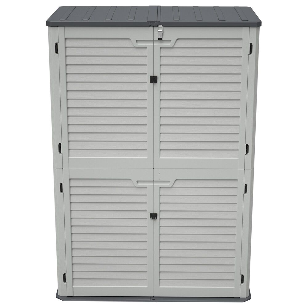 Hearth and Haven Outdoor Rust-Resistant Plastic Storage Shed with Adjustable Partition Design in White, , large