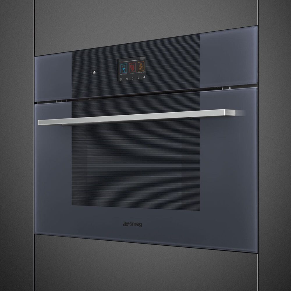 SMEG Linea 30" Single Combi-Microwave Electric Wall Oven in Neptune Grey, , large