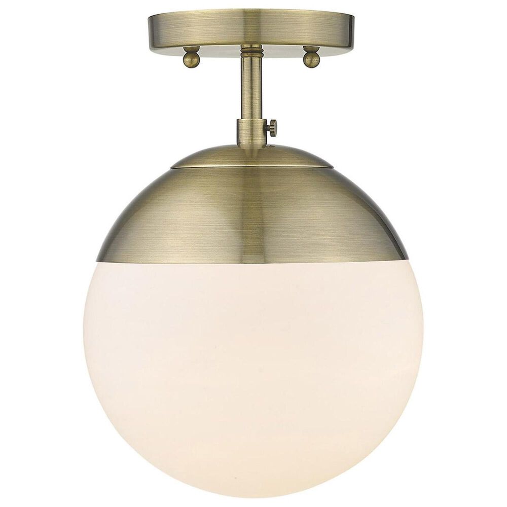 Dixon Semi Flush in Aged Brass with Opal Glass and Aged Brass Cap, , large