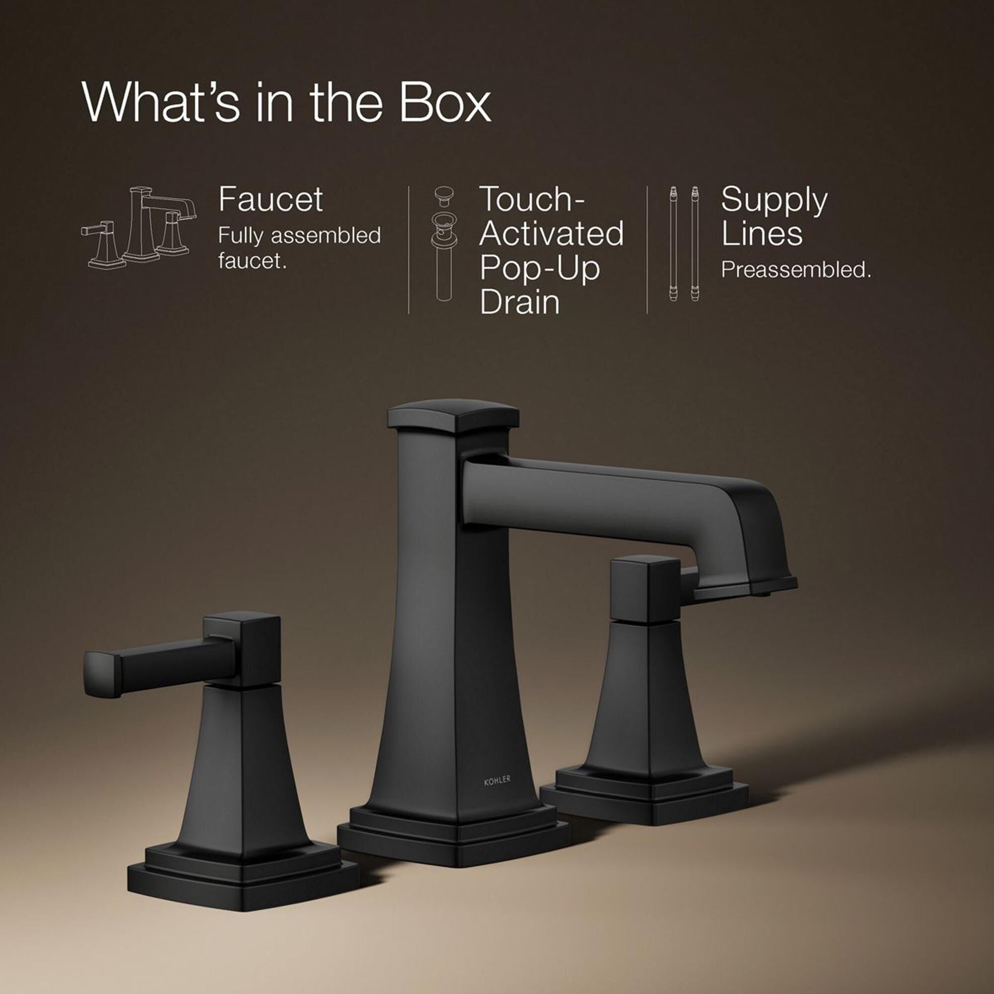 Kohler Riff Widespread Bathroom Sink Faucet in Matte Black