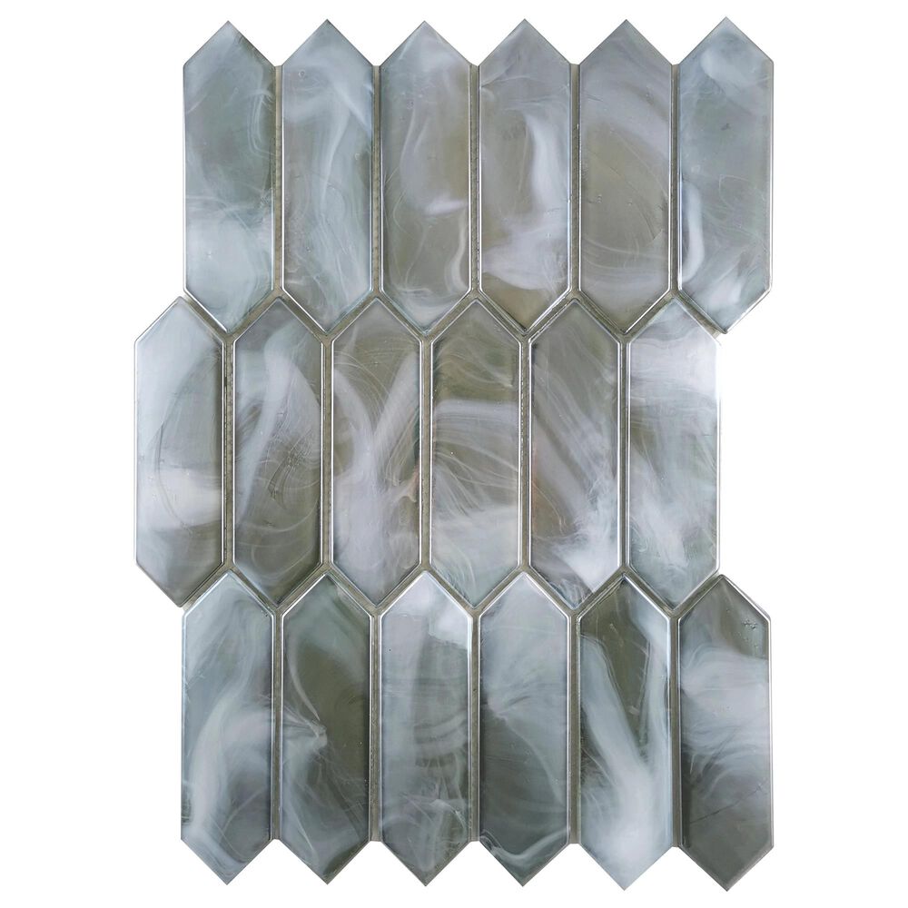Emser Splash Moss 10" x 14" Picket Glass Mosaic Sheet, , large