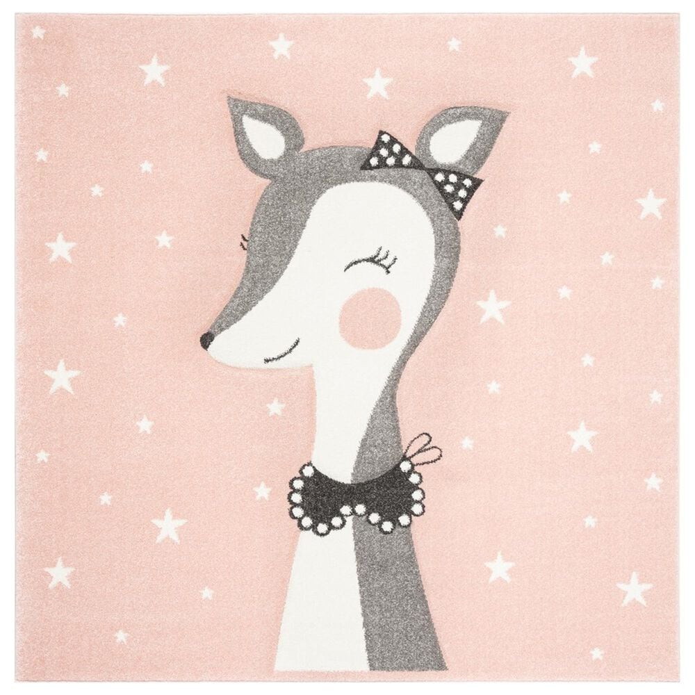 Safavieh Carousel CRK191 4" Square Pink and Ivory Kids  Area Rug, , large
