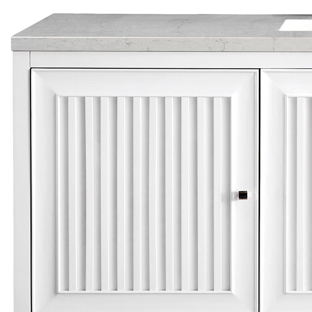 James Martin Vanities Addison 60&quot; Double Bathroom Vanity in Glossy White with 3 cm Eternal Marfil Quartz Top and Rectangular Sinks, , large