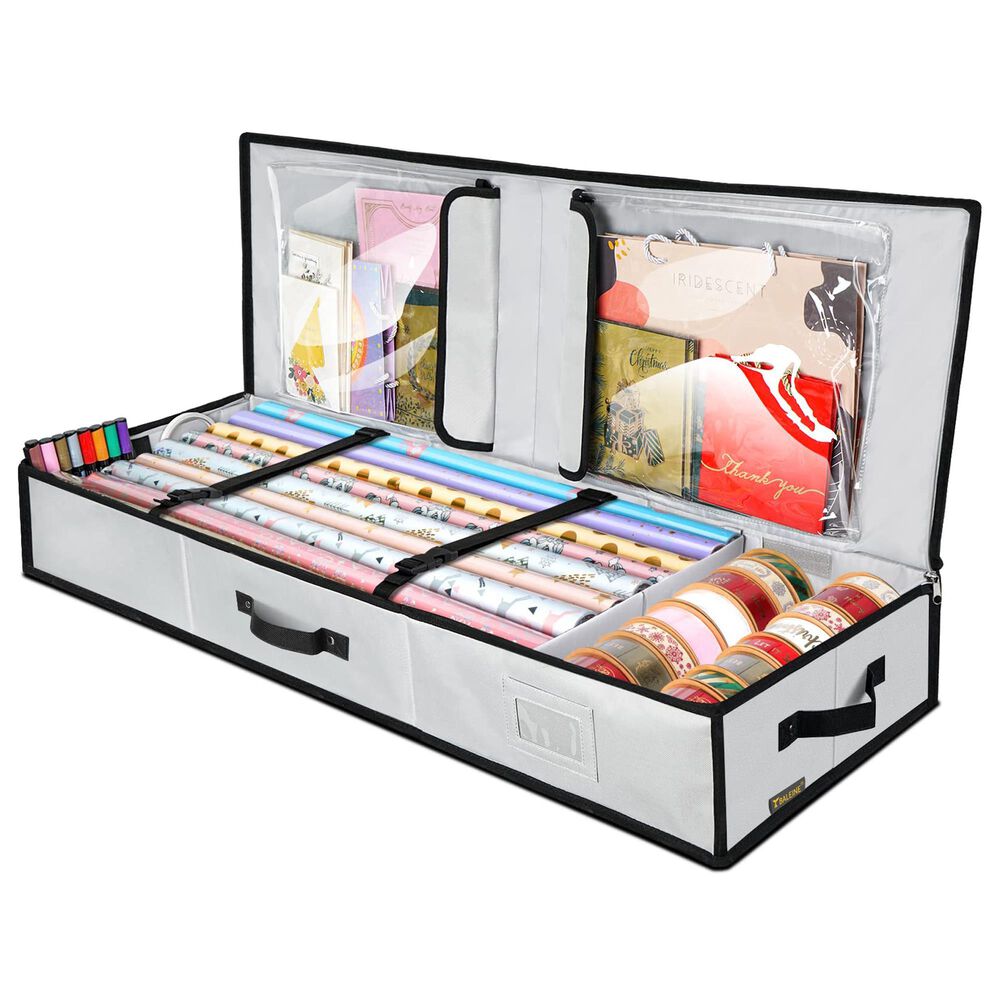 HOMLUX 40" Christmas Wrapping Paper Storage Organizer in Grey, , large