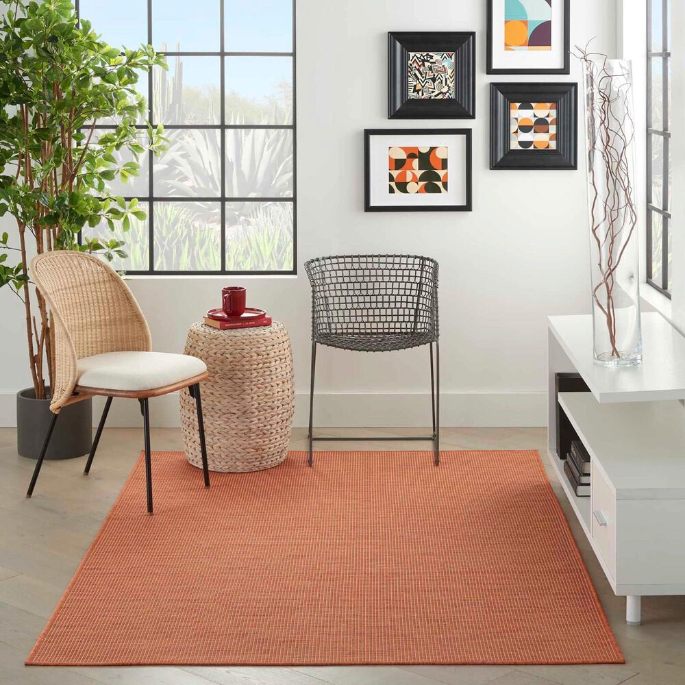 Nourison Positano 5&#39; x 7&#39; Terracotta Indoor/Outdoor Area Rug, , large