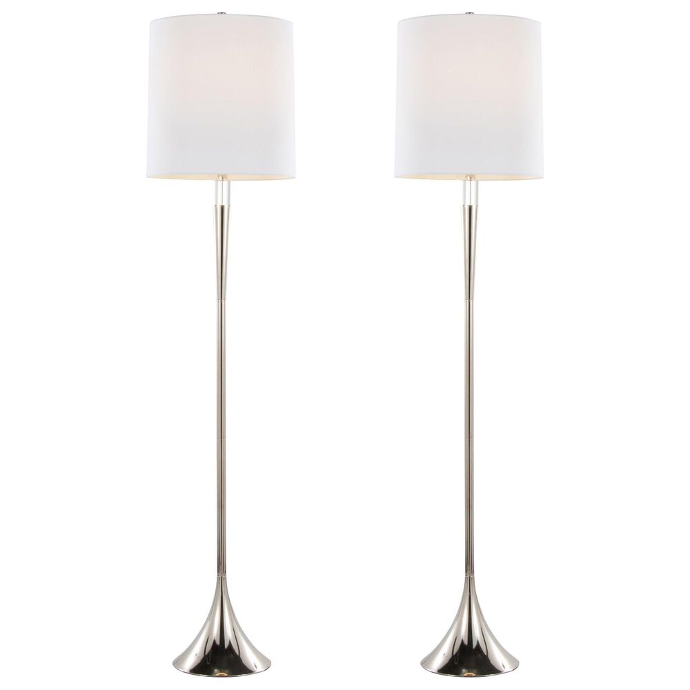 LumiSource Marla Floor Lamp in Polished Nickel and Clear (Set of 2), , large