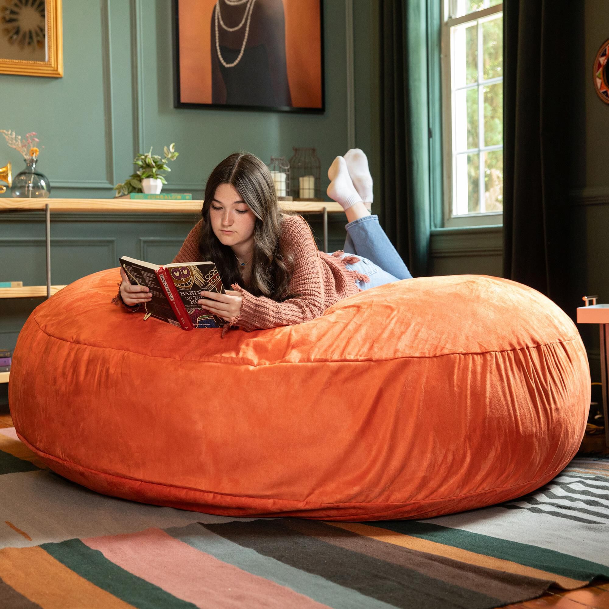 Jaxx 6' Cocoon Large Bean Bag Chair in Mandarin