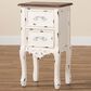Baxton Studio Levron 2-Drawer End Table in Walnut Brown and Antique White, , large