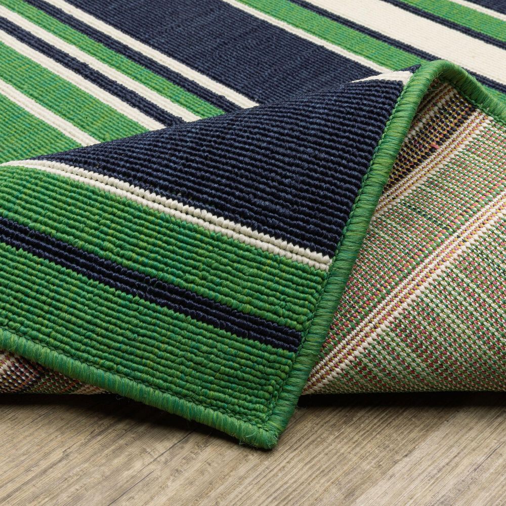 Oriental Weavers Havana Striped Green and Navy 9'10" x 12'10" Indoor/Outdoor Area Rug, , large