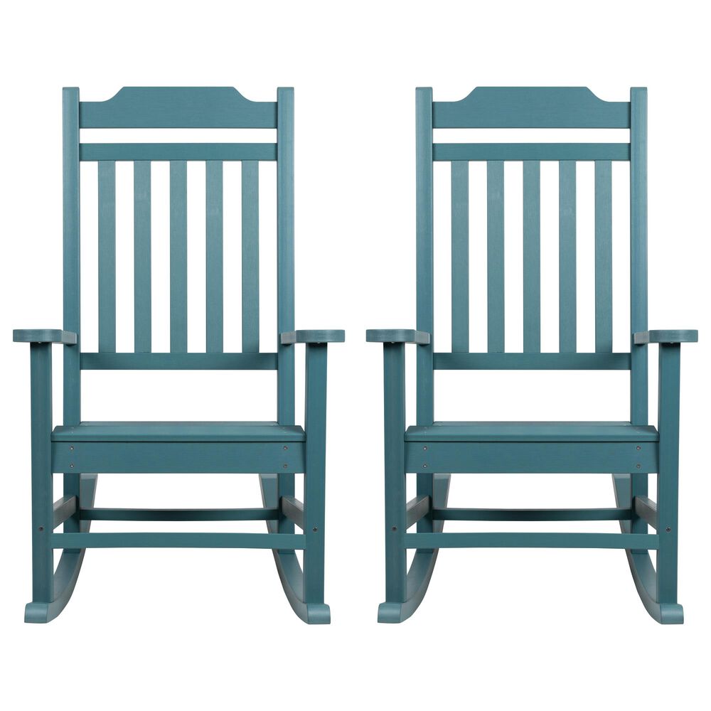 Blue Winston Rocker Flash Furniture Winston Patio Rocking Chair in Blue (Set of 2) | NFM