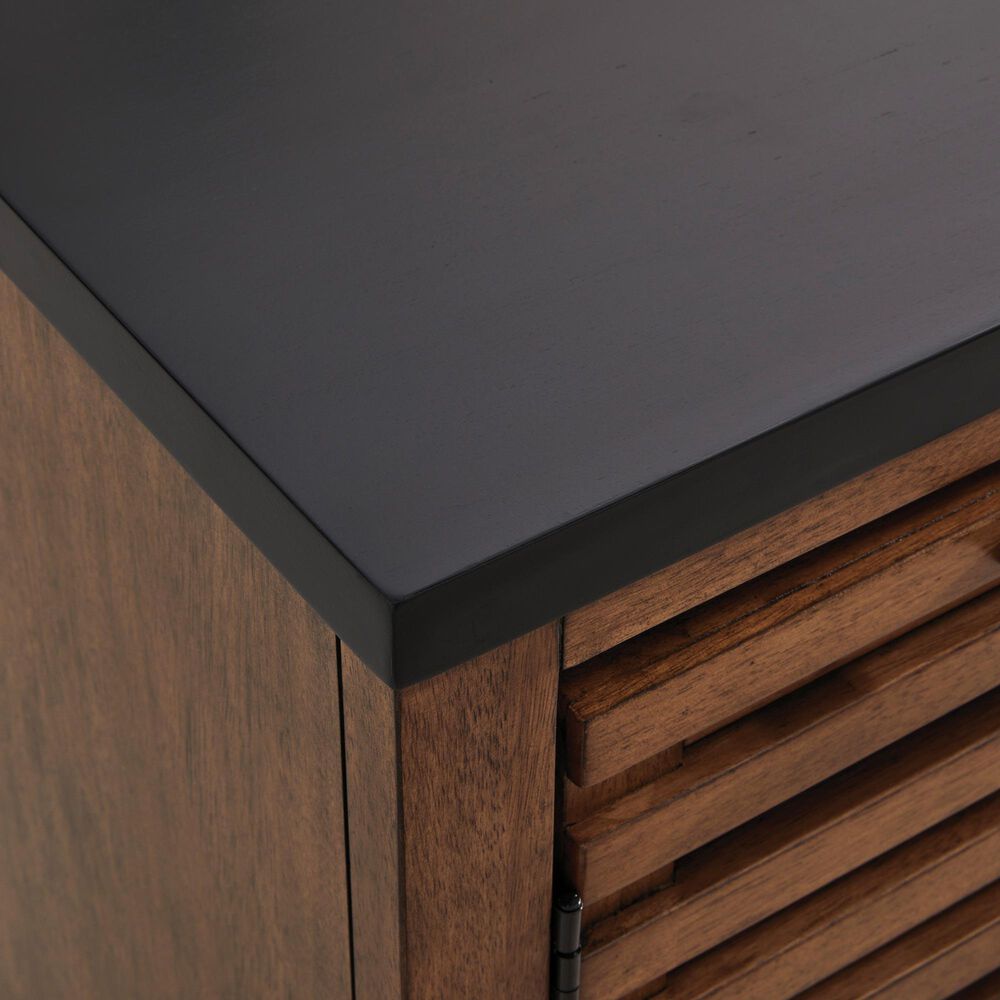 Ashley Kallari 67&quot; Credenza Desk with Return in Warm Brown and Matte Black, , large