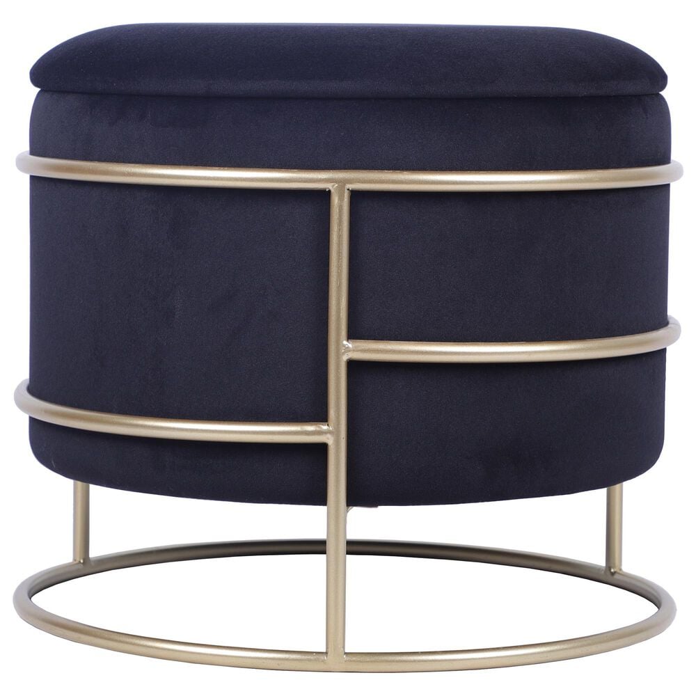 Rta Products Elegant Storage Ottoman with Gold Frame in Black, , large