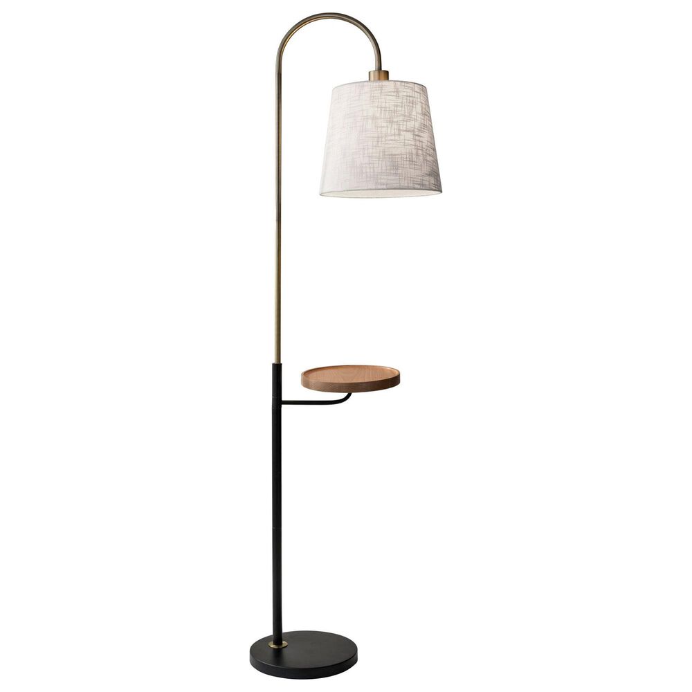 Adesso Jeffrey Shelf Floor Lamp in Black and Antique Brass, , large