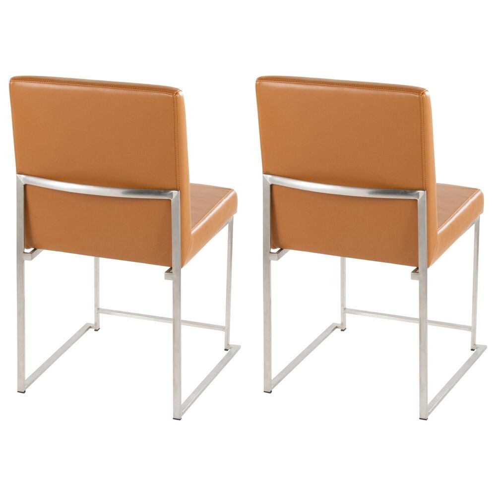 LumiSource Fuji Side Chair with Camel Cushion in Brushed Stainless Steel (Set of 2), , large