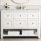 James Martin Breckenridge 48" Single Bathroom Vanity in Bright White with 3 cm Carrara White Marble Top and Rectangular Sink, , large