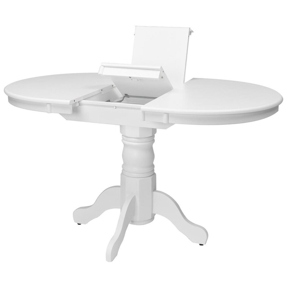 CorLiving Dillon Pedestal Dining Table with Leaf in White - Table Only, , large
