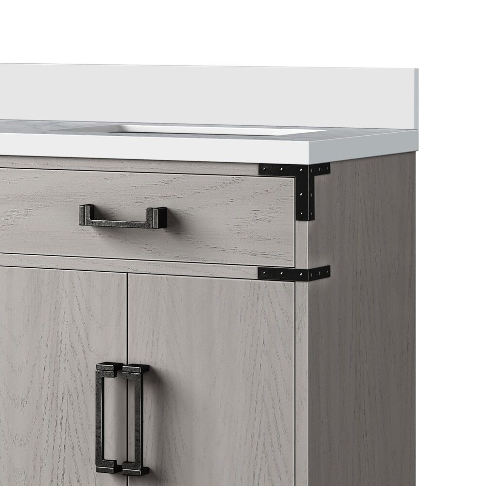 Lexora Home Laurel 60&quot; Double Bathroom Vanity in White Oak with White Quartz Top and Rectangular Sinks, , large