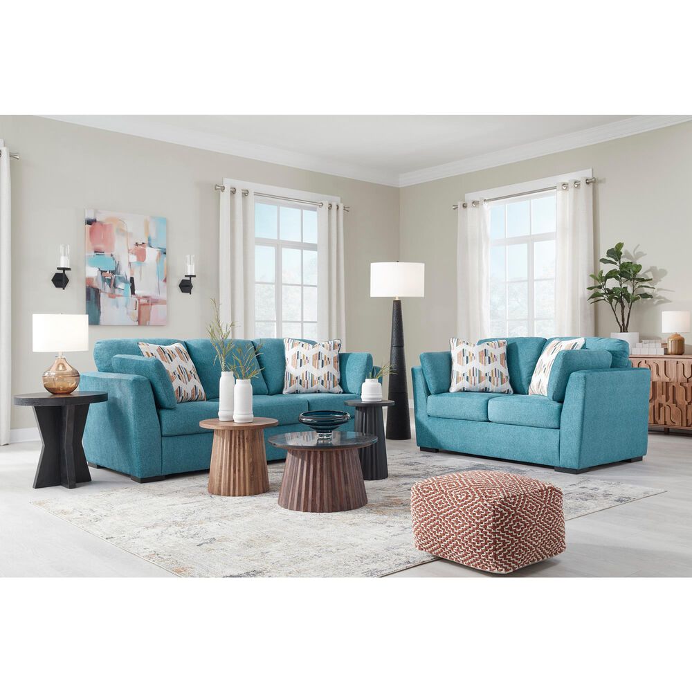 Ashley Keerwick Stationary Queen Sofa Sleeper in Teal, , large