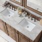 James Martin Vanities Bristol 60" Double Bathroom Vanity in Whitewashed Walnut with 3 cm Victorian Silver Quartz Top and Rectangular Sinks, , large