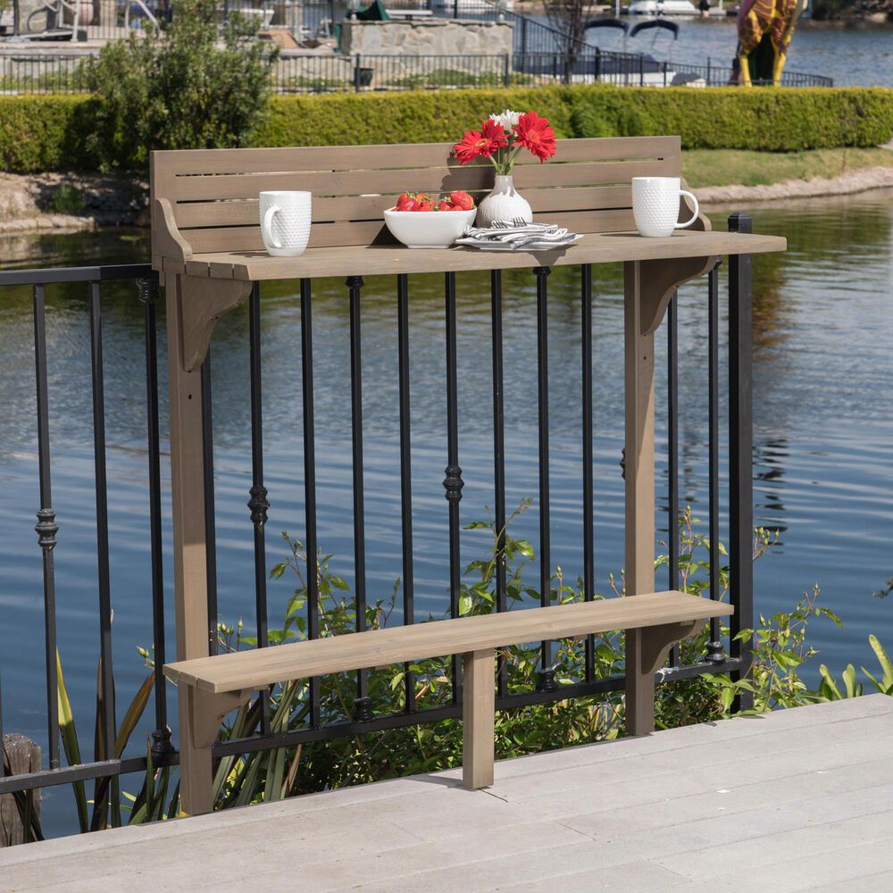 Hearth and Haven Balcony Patio Bar Table in Gray, , large