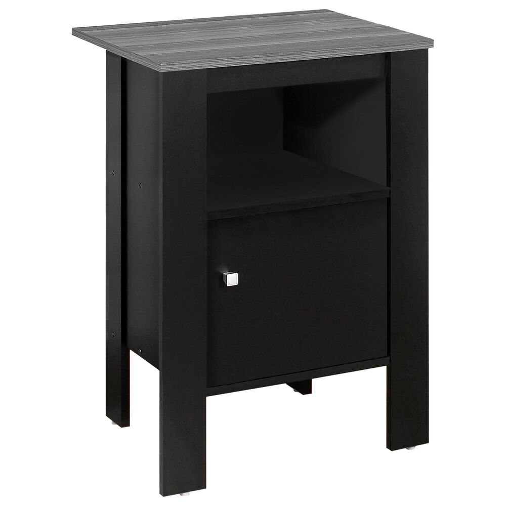 Monarch Specialties 1 Door Nightstand with Storage in Black, , large