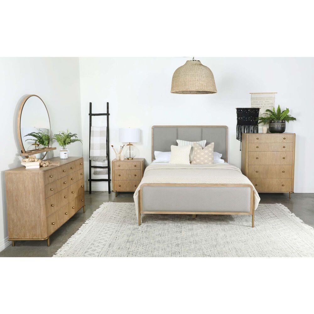 Pacific Landing Arini 3-Drawer Nightstand in Sand Wash and Aged Brass, , large