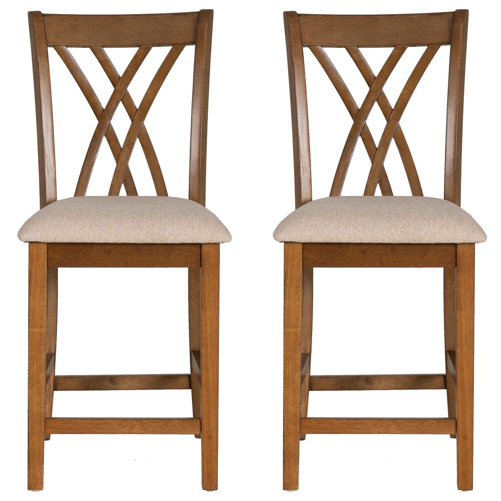 Linon Home Decor Maggie Counter Stool in Brown (Set of 2), , large