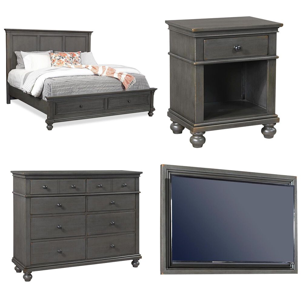 Riva Ridge Oxford 4 Piece King Storage Bedroom Set in Peppercorn, , large