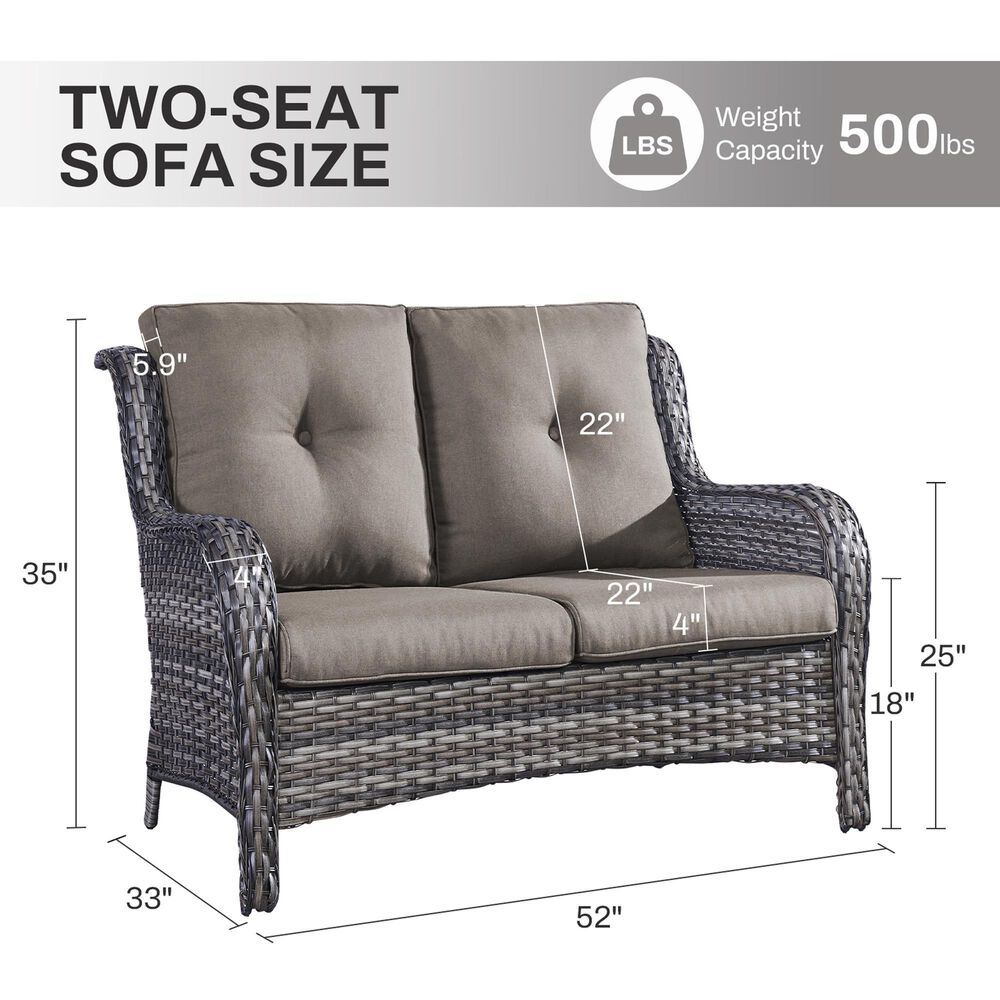 Sunwell Garden Patio Loveseat in Gray, , large