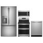 GE Profile 4pc Kitchen Package with Refrigerator, Range, Microwave, and Dishwasher in Stainless Steel, , large