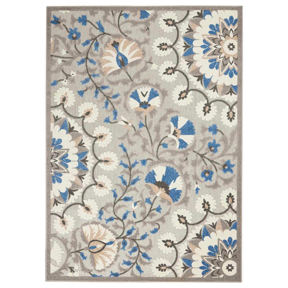 Nourison Aloha Floral 2"8" x 4" Grey and Multicolor Indoor/Outdoor Area Rug, , large