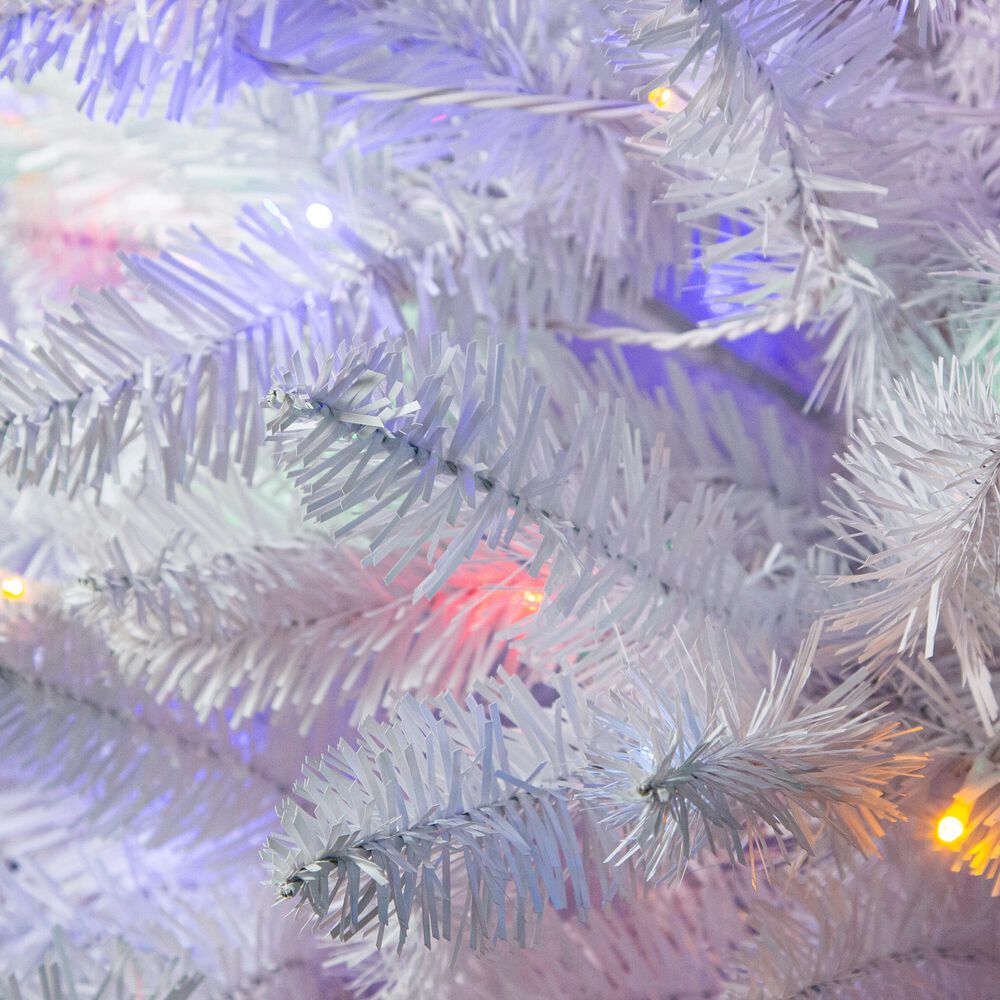 The Gerson Company 7.5&#39; Parkview Pine Artificial Christmas Tree with Multicolored LED Lights in White, , large
