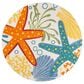 Nourison Aloha 7"10" Round Blue, Yellow and Orange Indoor/Outdoor Area Rug, , large