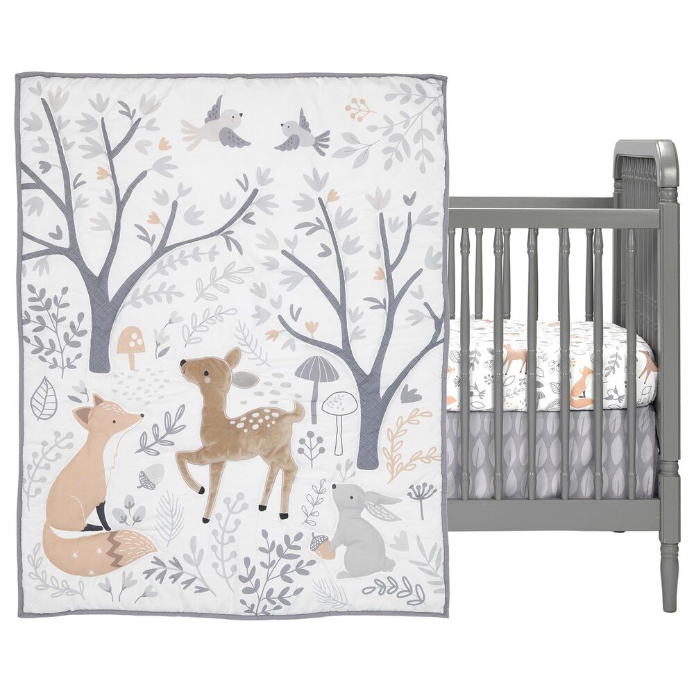 Lambs and Ivy Deer Park Woodland 3Piece Baby Crib Bedding Set in Brown, White and Grey NFM