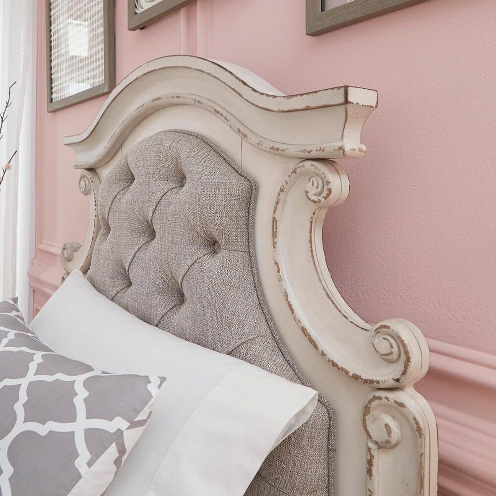 Ashley Realyn Full Upholstered Panel Headboard in Chipped White, , large
