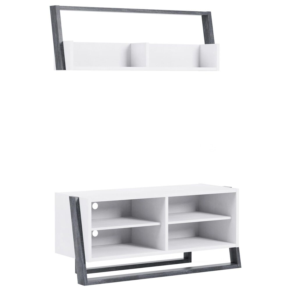 Furniture of America Friedman 2-Piece Entertainment Center in White and Gray, , large