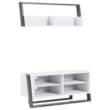 Furniture of America Friedman 2-Piece Entertainment Center in White and Gray, , large