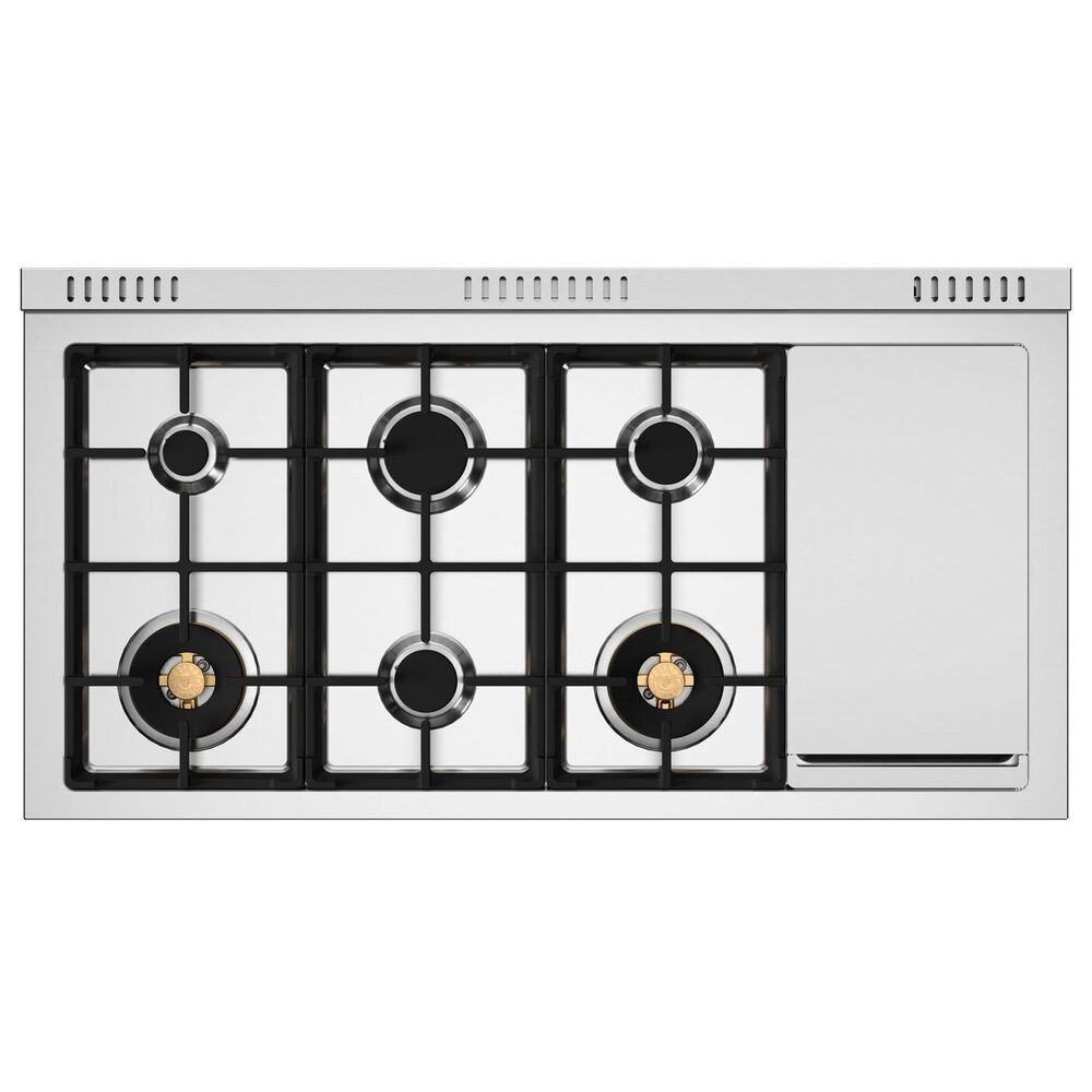 Bertazzoni Heritage Series 48" All-Gas Range with 6 Brass Burner in Nero Matte and Gold, , large