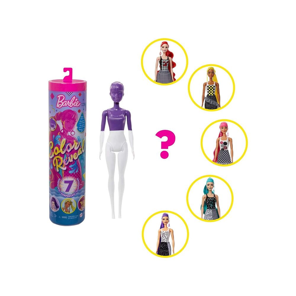 Barbie Color Reveal Doll with 7 Surprises, , large