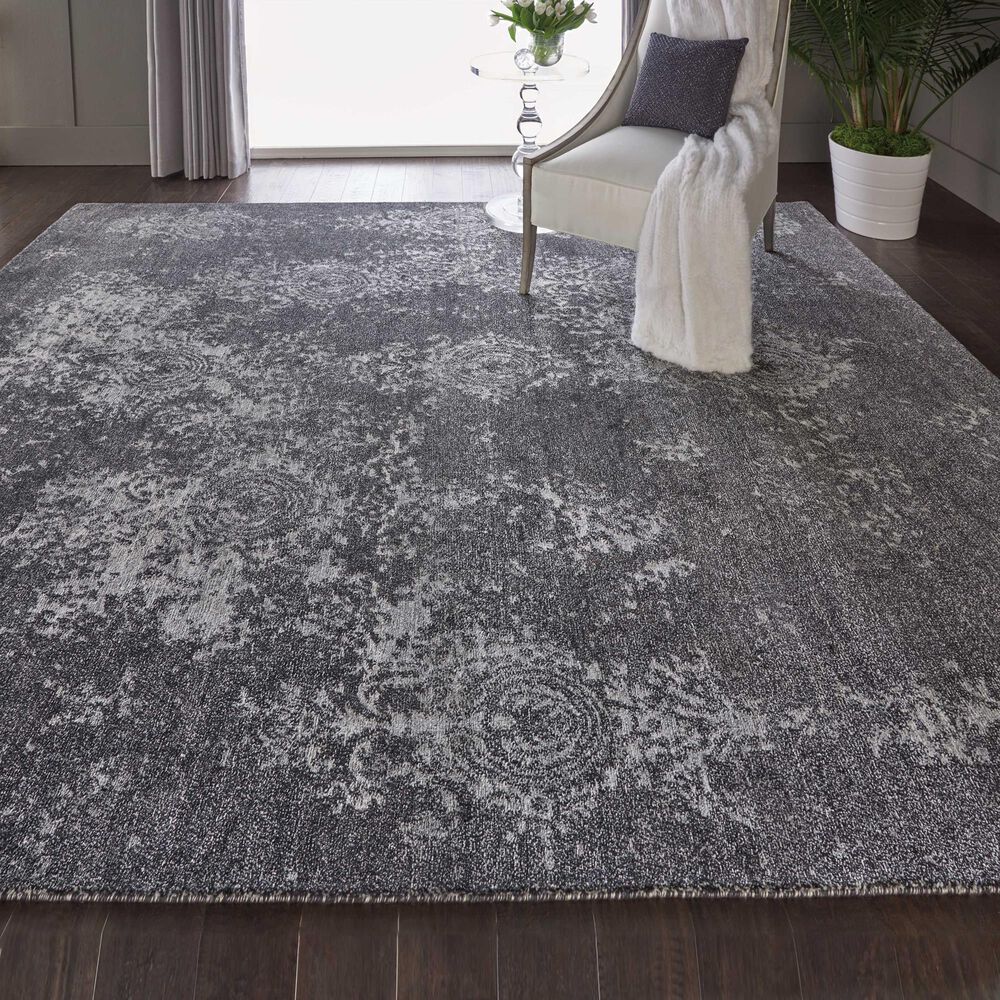 Nourison Silk Shadows 5&#39;6&quot; x 7&#39;5&quot; Graphite Area Rug, , large